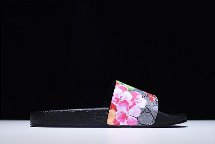 GUCCI Leather SLIDE SANDAL with FLOWER  0400088498707