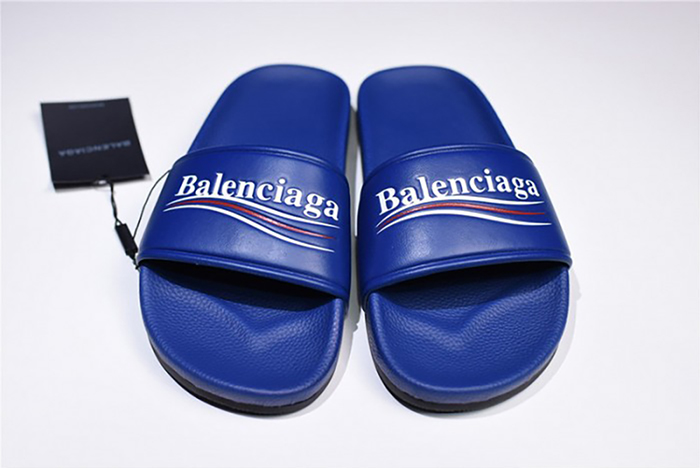 Balenciaga Logo leather slip-on sandals blue 500578 WAM00 4045