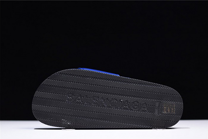 Balenciaga Logo leather slip-on sandals blue 500578 WAM00 4045