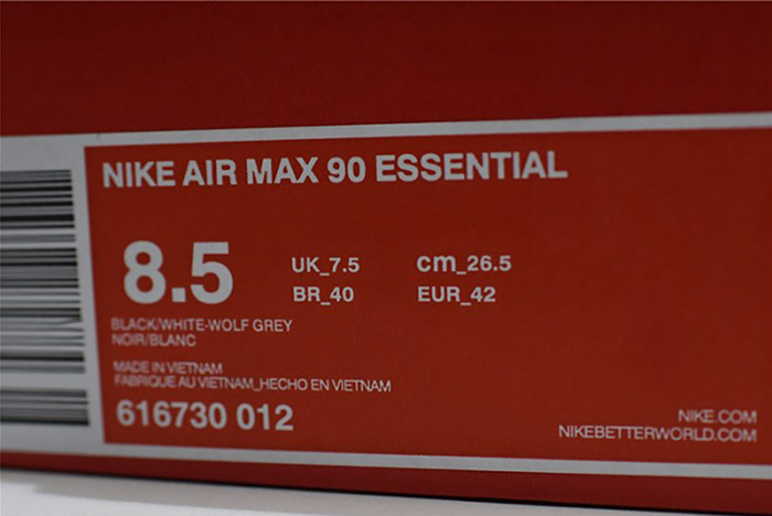 Nike Air Max 90 Essential Black Grey White 616730-012