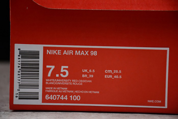 NIKE AIR MAX 98 "GUNDAM" White/University Red  640744-100
