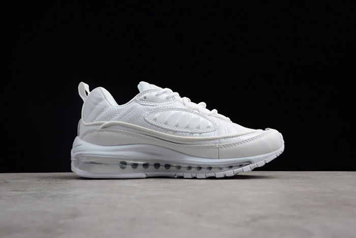 NIKE AIR MAX 98 "TRIPLE WHITE" Pure Platinum-Black-Reflect Silver 640744-106