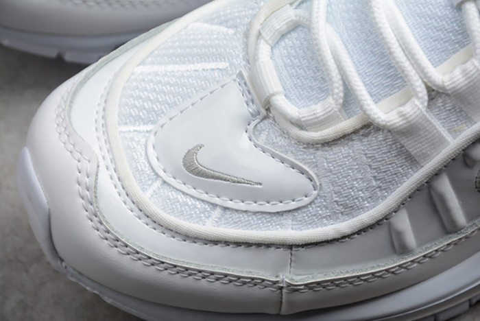 NIKE AIR MAX 98 "TRIPLE WHITE" Pure Platinum-Black-Reflect Silver 640744-106