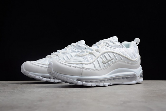 NIKE AIR MAX 98 "TRIPLE WHITE" Pure Platinum-Black-Reflect Silver 640744-106