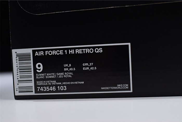Nike Air Force 1 High retro "Summit-White/Game-Royal" 743546-103