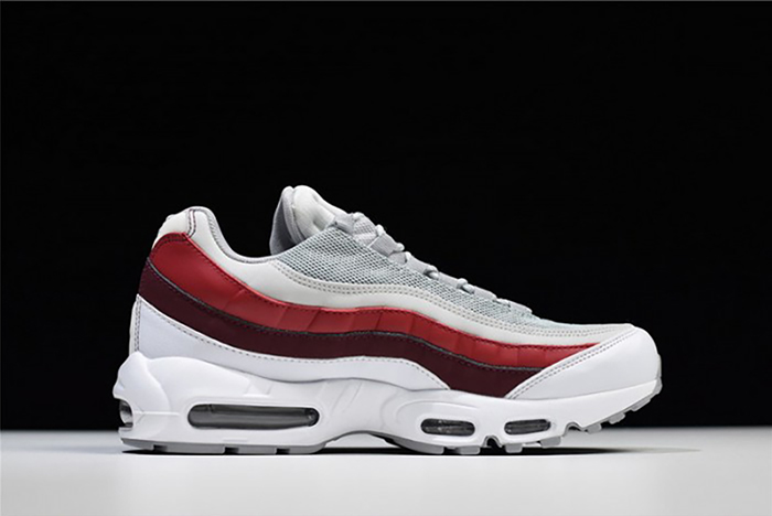 NIKE Air Max 95 Essential Mens White-Grey-Red Running Shoes  749766-103