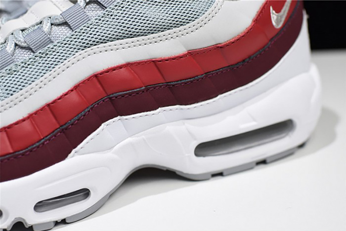 NIKE Air Max 95 Essential Mens White-Grey-Red Running Shoes  749766-103