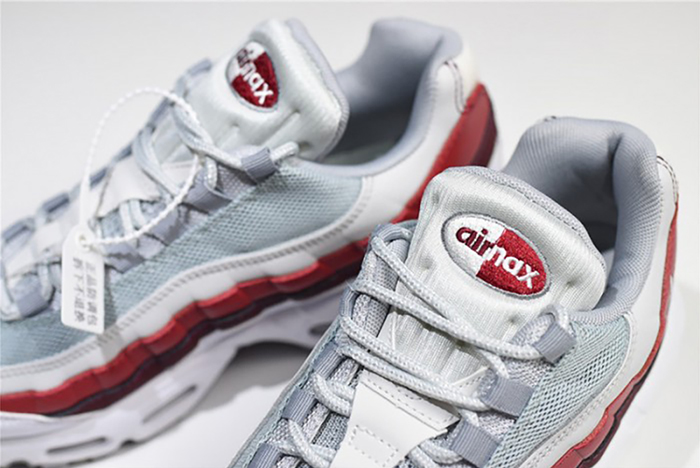 NIKE Air Max 95 Essential Mens White-Grey-Red Running Shoes  749766-103