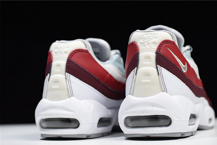 NIKE Air Max 95 Essential Mens White-Grey-Red Running Shoes  749766-103
