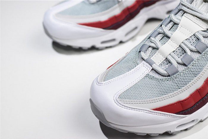 NIKE Air Max 95 Essential Mens White-Grey-Red Running Shoes  749766-103