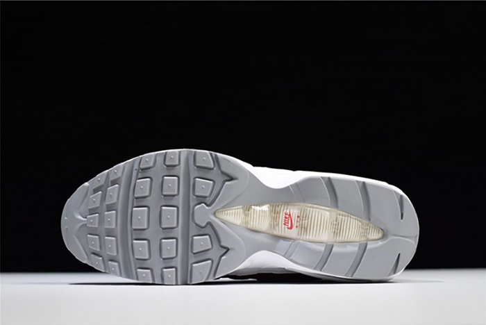 NIKE Air Max 95 Essential Mens White-Grey-Red Running Shoes  749766-103
