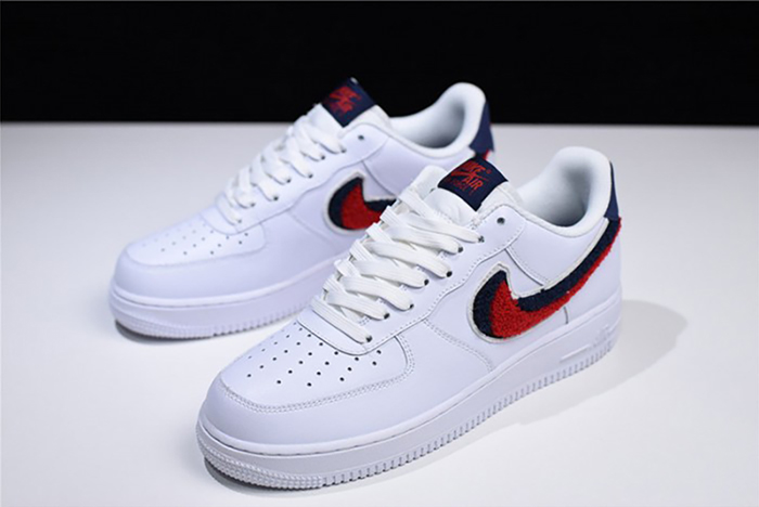 Nike Air Force 1 Low LV8 3D Chenille Swoosh White Red Blue  823511-106