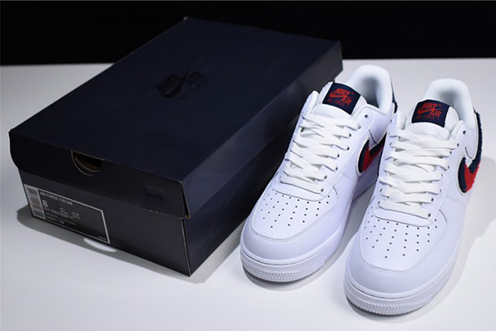 Nike Air Force 1 Low LV8 3D Chenille Swoosh White Red Blue  823511-106