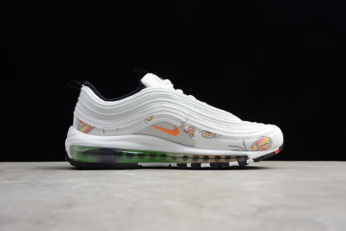 Nike womens Air Max 97 white-orange flower 921733-101