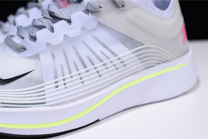 Nike Mens Lab Zoom Fly SP Swoosh Pinwheel Light Gray White Pink Yellow AA3172-106