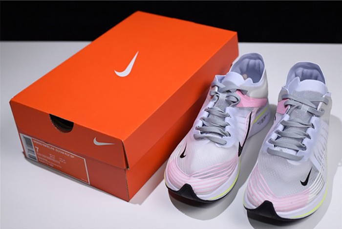 Nike Mens Lab Zoom Fly SP Swoosh Pinwheel Light Gray White Pink Yellow AA3172-106