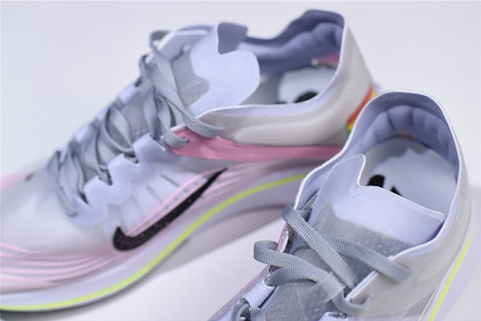 Nike Mens Lab Zoom Fly SP Swoosh Pinwheel Light Gray White Pink Yellow AA3172-106
