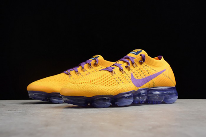 Nike Air VaporMax Flyknit 2018 Lemon Yellow/Purple  mens AA3858-104