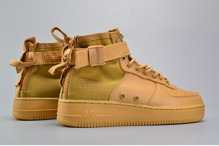 Nike SF Air Force 1 Mid  Elemental Gold Leather Shoes  AA3966-700