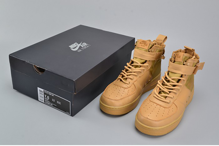 Nike SF Air Force 1 Mid  Elemental Gold Leather Shoes  AA3966-700