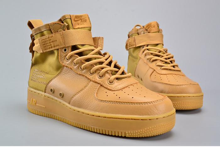 Nike SF Air Force 1 Mid  Elemental Gold Leather Shoes  AA3966-700