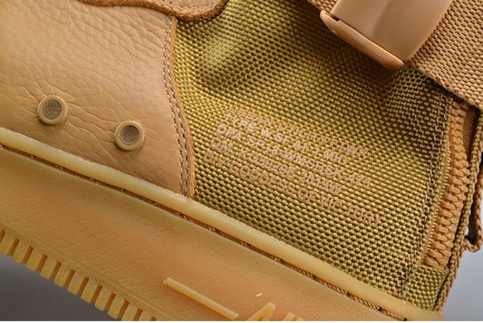 Nike SF Air Force 1 Mid  Elemental Gold Leather Shoes  AA3966-700
