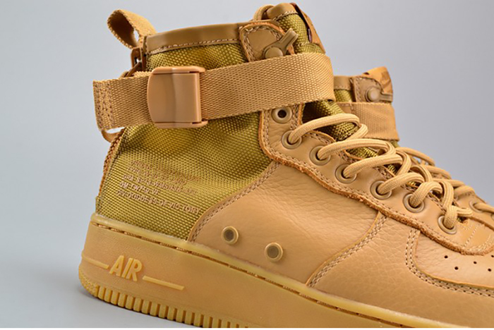 Nike SF Air Force 1 Mid  Elemental Gold Leather Shoes  AA3966-700