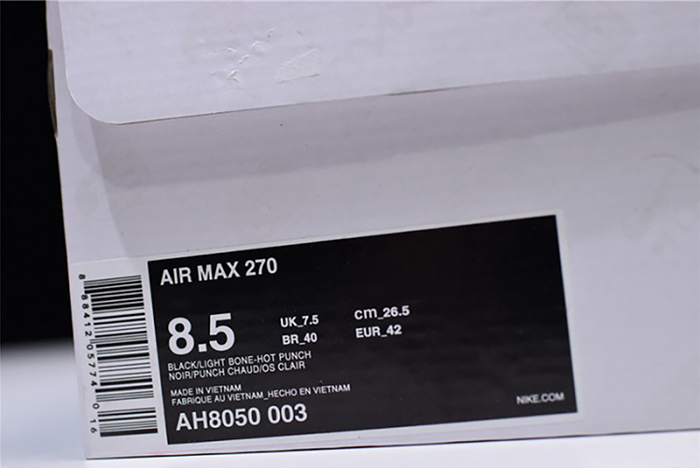 NIKE mens AIR MAX 270 "Light Bone" black AH8050-003