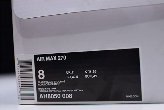 NIKE mens AIR MAX 270 "Tonal Orange" black  AH8050-008