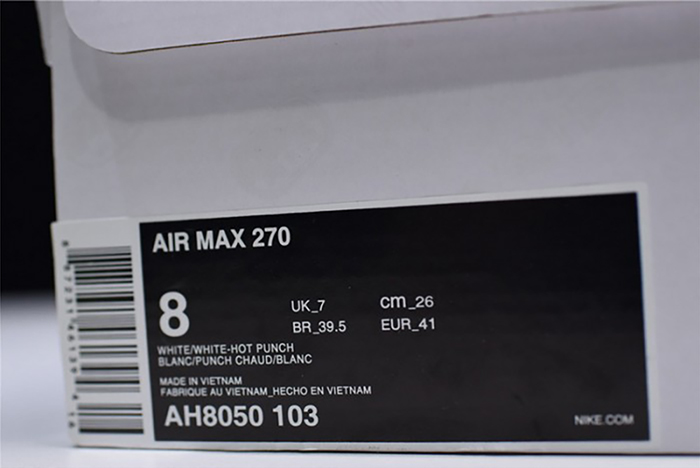 NIKE mens AIR MAX 270 WHITE HOT PUNCH AH8050-103