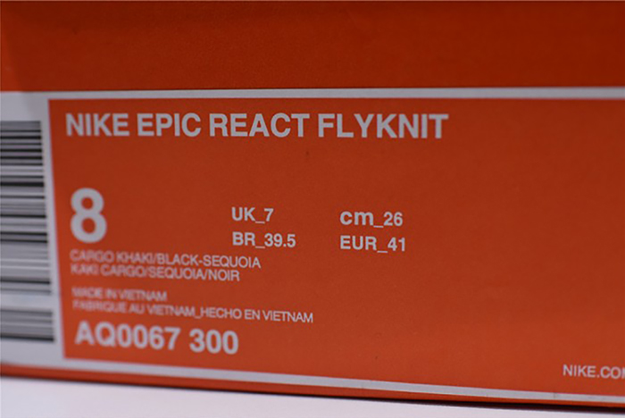 nike epic react flyknit olive AQ0067 300