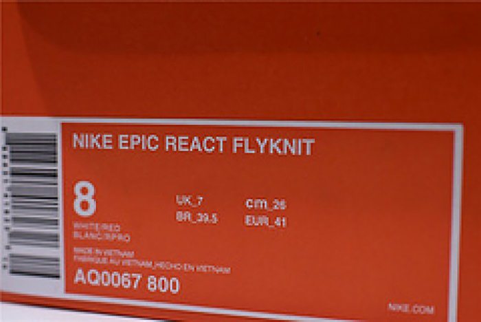 nike epic react flyknit white red AQ0067 800