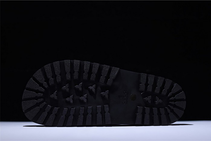 GUCCI Leather SLIDE SANDAL black WITH GG LOGO mens