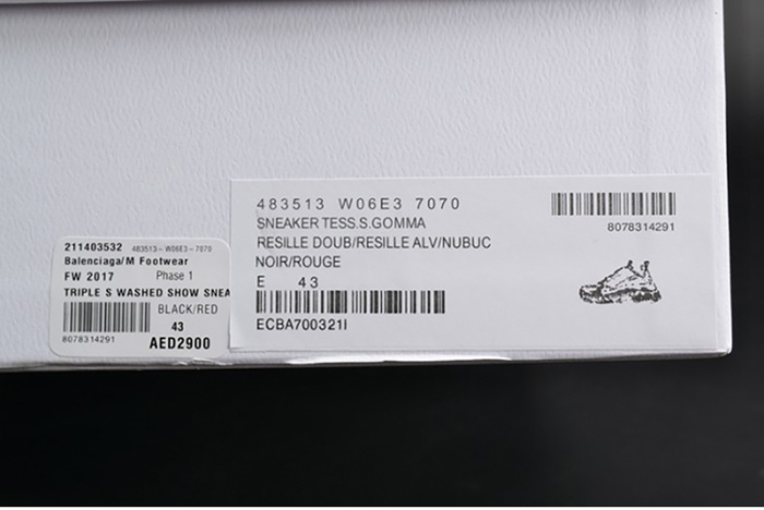 BALENCIAGA 17FW TRIPLE S TRAINER  BLACK/ RED MENS W05M23972