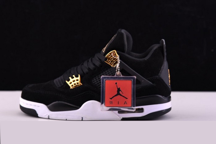 Air Jordan 4 Royalty Black/Metallic Gold-White mens 308497-032